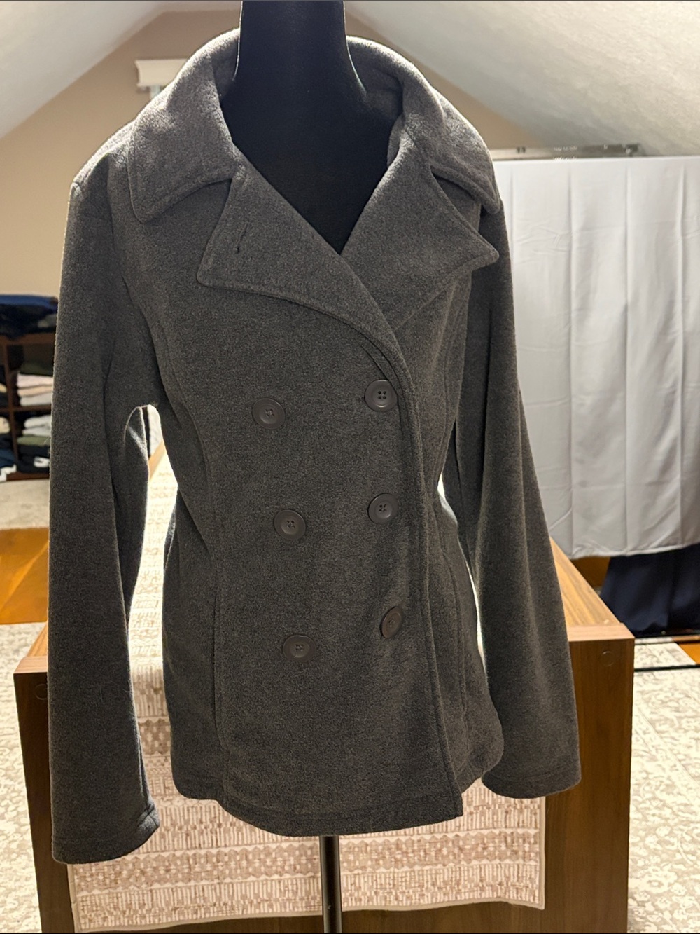 Columbia Women's Dark Gray Double-Breasted Peacoat
